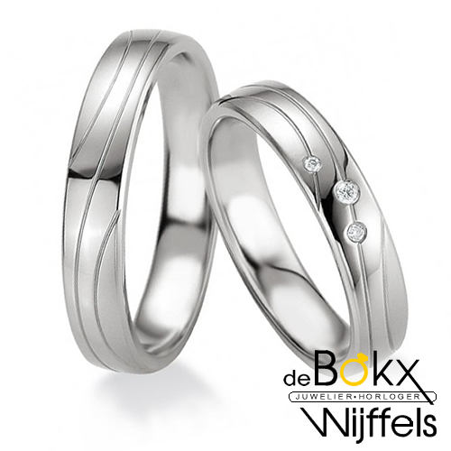 Partnerringen zilver met diamant van breuning - 51428