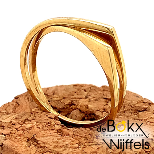 geel gouden 2 in 1 ring maat 55 - 51533