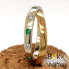 wikkelring geel en wit goud met smaragd en diamant maat 59 - 51617