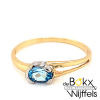 geel en wit gouden ring met blauwe topaas maat 57 - 51743