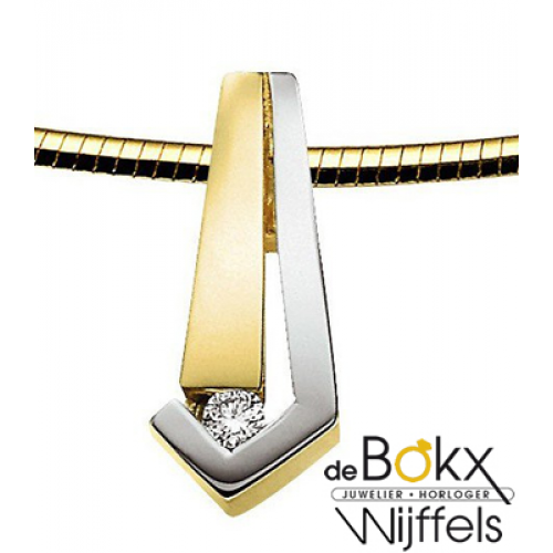 Twee kleurige gouden hanger met diamant - 52179