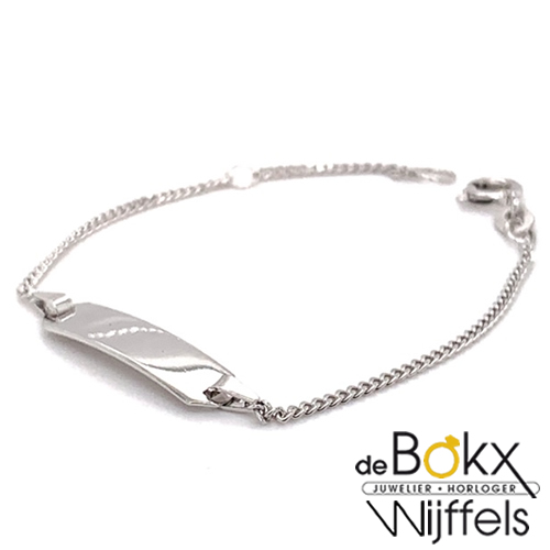 Witgoud naam armband voor een baby 11-13cm - 54355