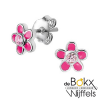 Oorknoppen zilver roze bloem - 54782