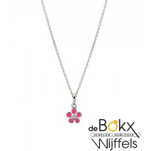 ketting met roze bloem zilver 36 - 40cm - 54784