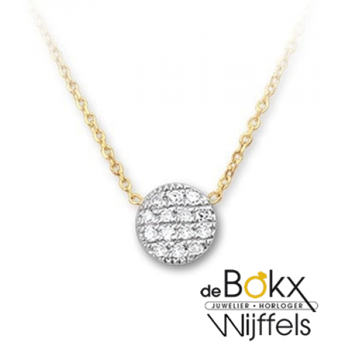 Fijn gouden collier met diamant 0.07crt - 54790