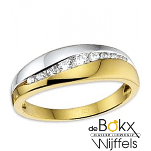 Gouden ring met zirkonia maat 58 - 54867