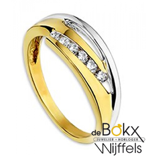 Fantasie ring goud met zirkonia maat57 - 54870