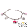 Bedelarmband in zilver met hartjes en roze bedels voor kinderen - 55267