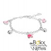 Bedelarmband in zilver met hartjes en roze bedels voor kinderen - 55267