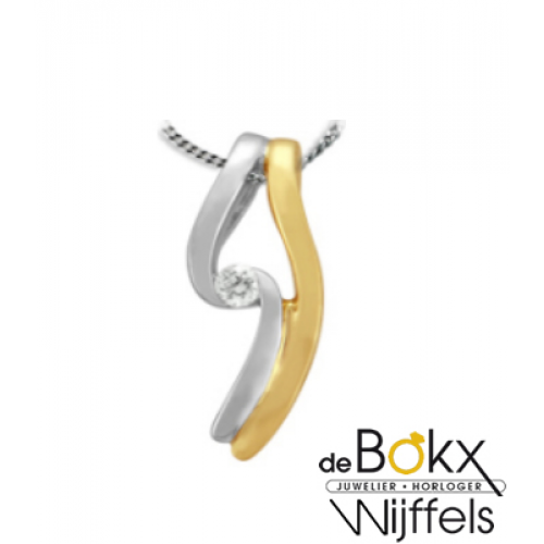 Bicolor gouden hanger met diamant - 52182