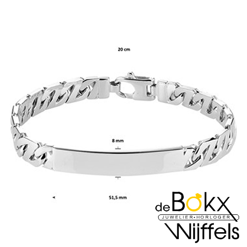 Graveerarmband gourmet 20cm plaat 8mm zilver - 57022