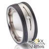 verfijnde en breede Titanium ring met carbon en diamant 57015 - 56207