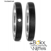 Titanium trouwring met carbon en diamant 52514 - 56219