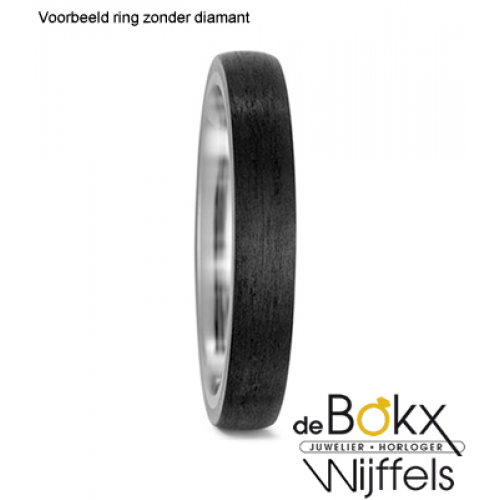 Titanium trouwring met carbon en diamant 52514 - 56219