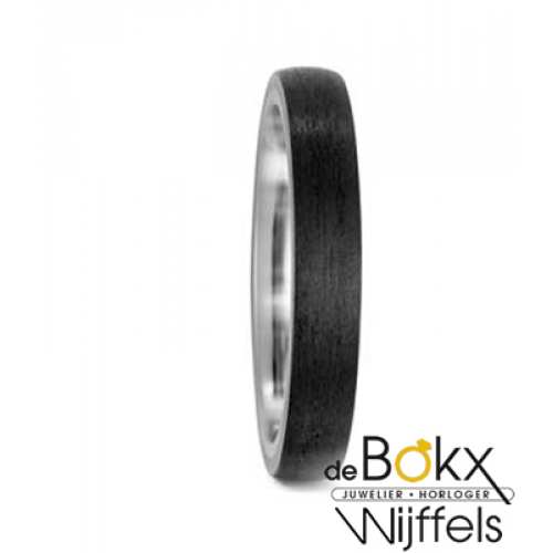 Smalle titanium trouwring met carbon 52483 - 56220