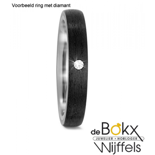 Smalle titanium trouwring met carbon 52483 - 56220