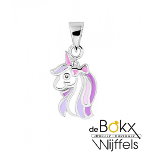 ketting met eenhoorn /unicorn hanger in zilver - 57136