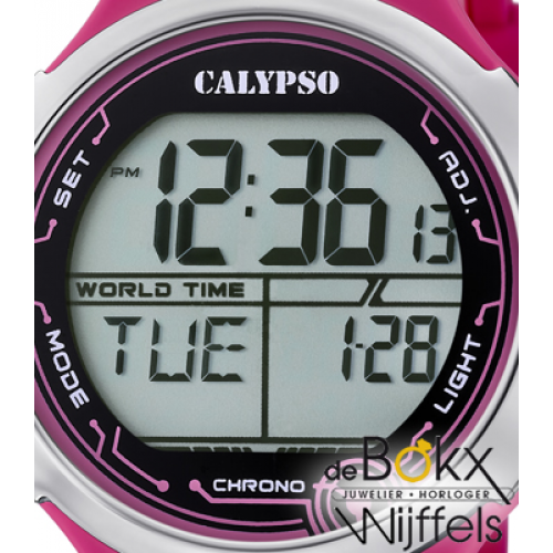 Kinderhorloge digitaal Calypso roze met lampje - 57390