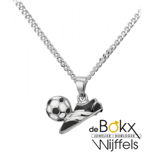 Voetbalschoen met bal hanger incluzief ketting in het zilver - 55519