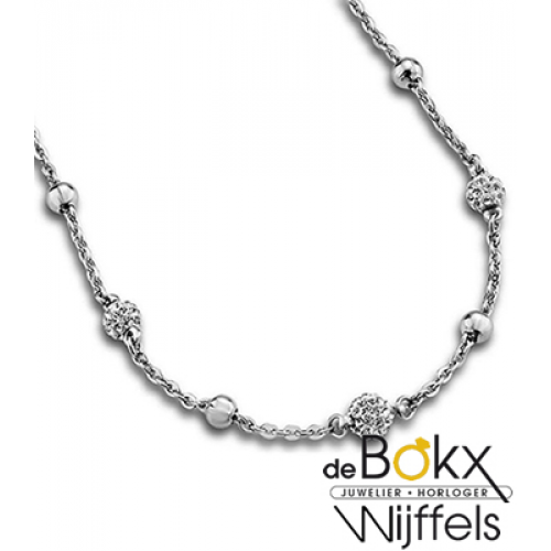 Lotus Style ketting met battetjes en strass steentjes - 55848