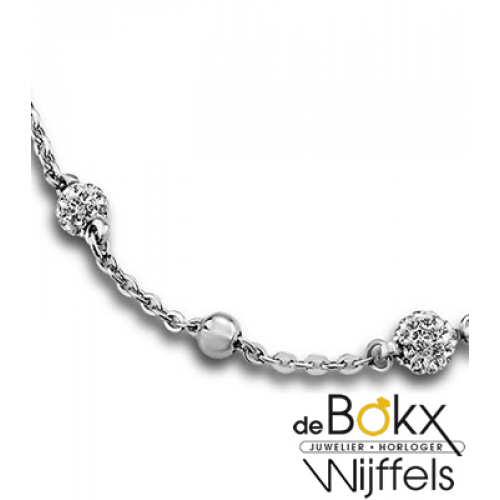 Lotus Style ketting met battetjes en strass steentjes - 55848