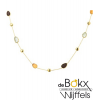 gouden ketting met rookkwarts, citrien en amethyst - 55730