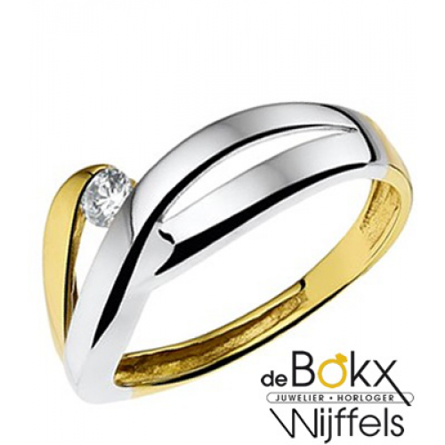 Fantasie ring goud dames met zirkonia maat 58 - 55754