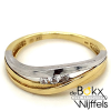 geel en wit gouden ring met zirkonia maat 58 - 55755