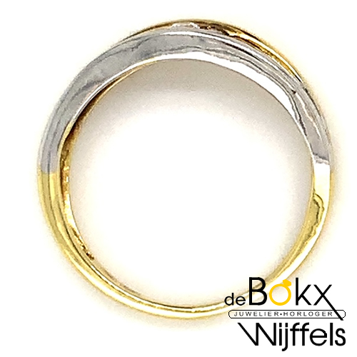 geel en wit gouden ring met zirkonia maat 58 - 55755