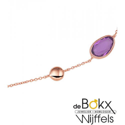 Roodgoud Collier Amethyst, roze en paarse kwarts - 55772