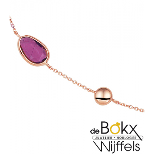 Roodgoud Collier Amethyst, roze en paarse kwarts - 55772