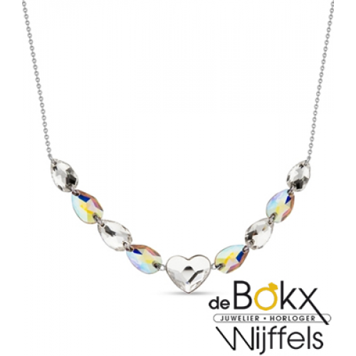 Spark bovino collier zilver met kristal en hartje 42cm - 55862