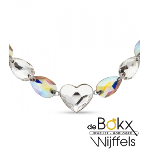 Spark bovino collier zilver met kristal en hartje 42cm - 55862