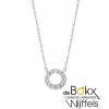 Witgouden ketting met cirkel hanger vol zirkonia steentjes - 56815