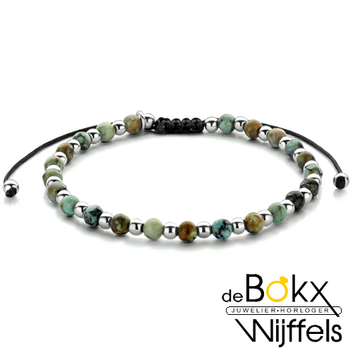 Kralenarmband groen agaat en bolletjes 4.5mm 16-26cm - 58339