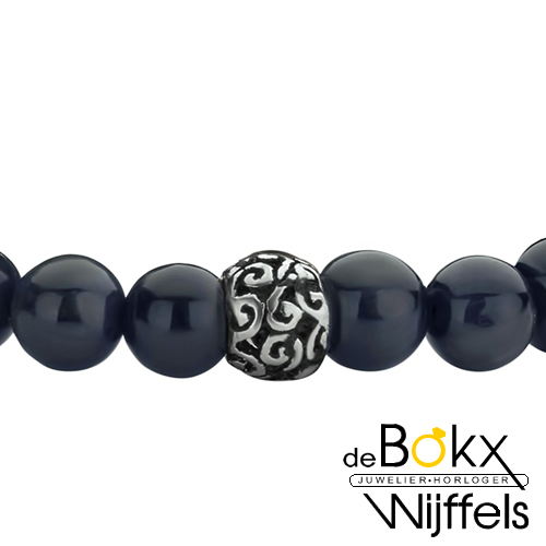 Kralenarmband blauw tijgeroog 6.5mm 19-26cm - 58341