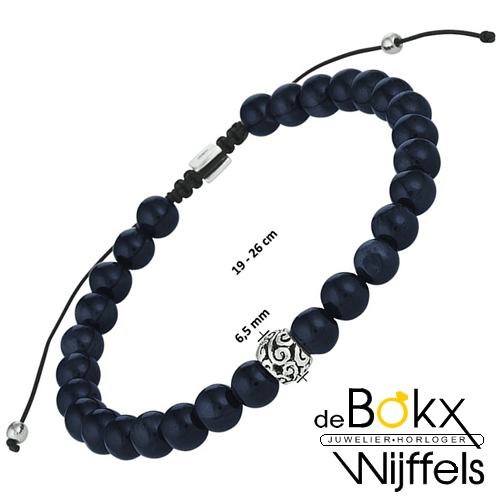 Kralenarmband blauw tijgeroog 6.5mm 19-26cm - 58341