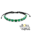 Kralenarmband groen agaat en lavasteen 5.5mm 16-26cm - 58340