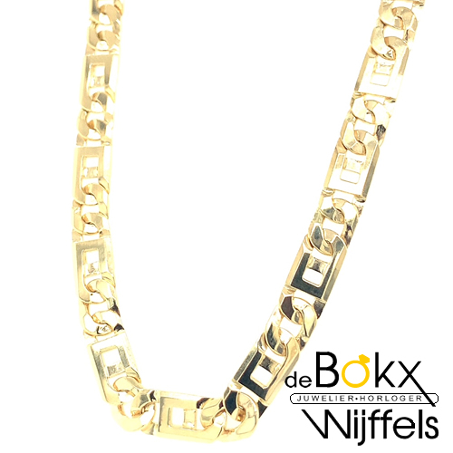 Gouden ketting met fantasieschakel 5.5mm 60cm massief - 58407