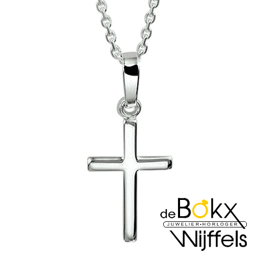 Kruisje zilver met ketting 41 + 4cm - 58594