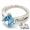 zilveren ring met blauwe topaas maat 53 - 57726