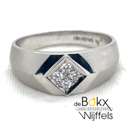 Witgouden ring met diamant maat 61 - 57747