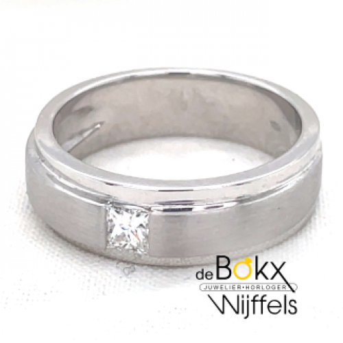 Witgouden ring met diamant maat 60 - 57748