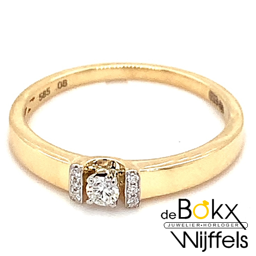 Ring goud met diamant maat 53 - 58271