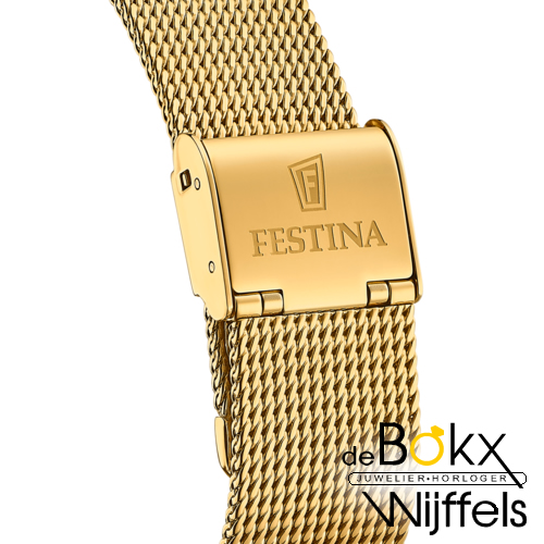 Festina dames zwart en goud horloge boyfriend F20476/2 - 58316