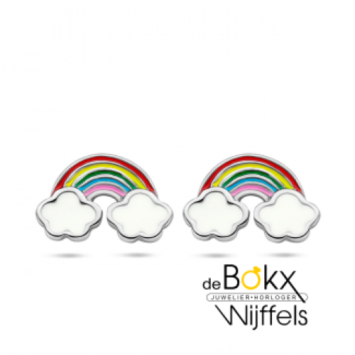 oorknoppen regenboog met wolk en emaille 6.5mm - 600024