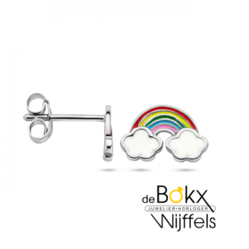 oorknoppen regenboog met wolk en emaille 6.5mm - 600024