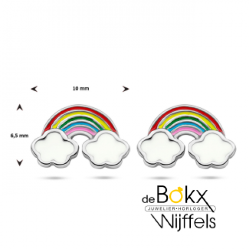 oorknoppen regenboog met wolk en emaille 6.5mm - 600024