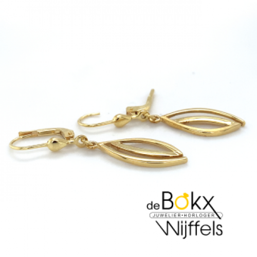 Gouden oorhangers fantasie krul/ ovaal - 600449