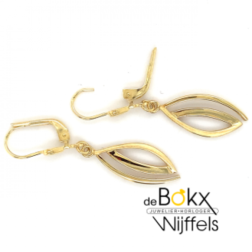 Gouden oorhangers fantasie krul/ ovaal - 600449